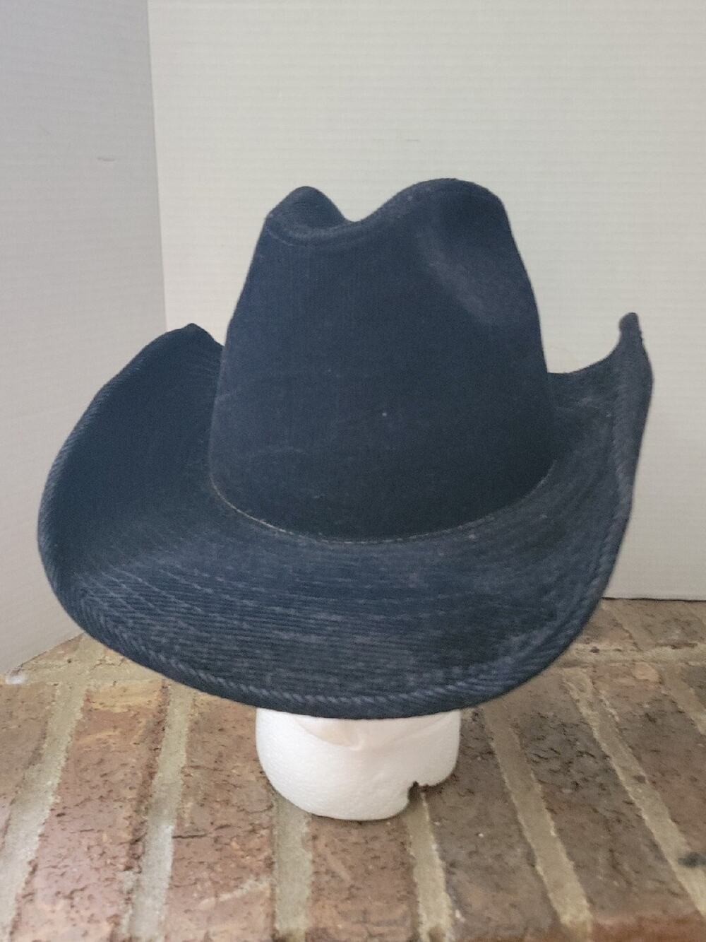 Vintage Black Cowboy Hat Western Size 7-7⅛ 100% Cotton Corduroy Harvard READ